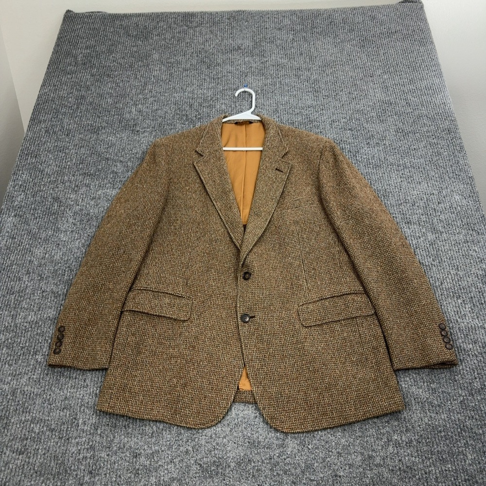 Vintage Cricketeer Blazer Mens 46 Brown Wool Tweed Two Button Sport Coat Classic